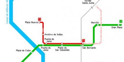 Карта Севільї трамвай